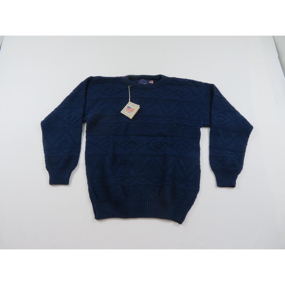 Old Glory Knit Sweater, Wool Navy Blue, Made in USA, Sz M 1990s
